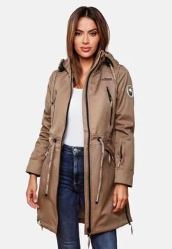 Marikoo Parkas Parka Mi-saison Femme Beige Foncé -Veste Mode 0319de1b77ded218a65596d7b8e44fd9