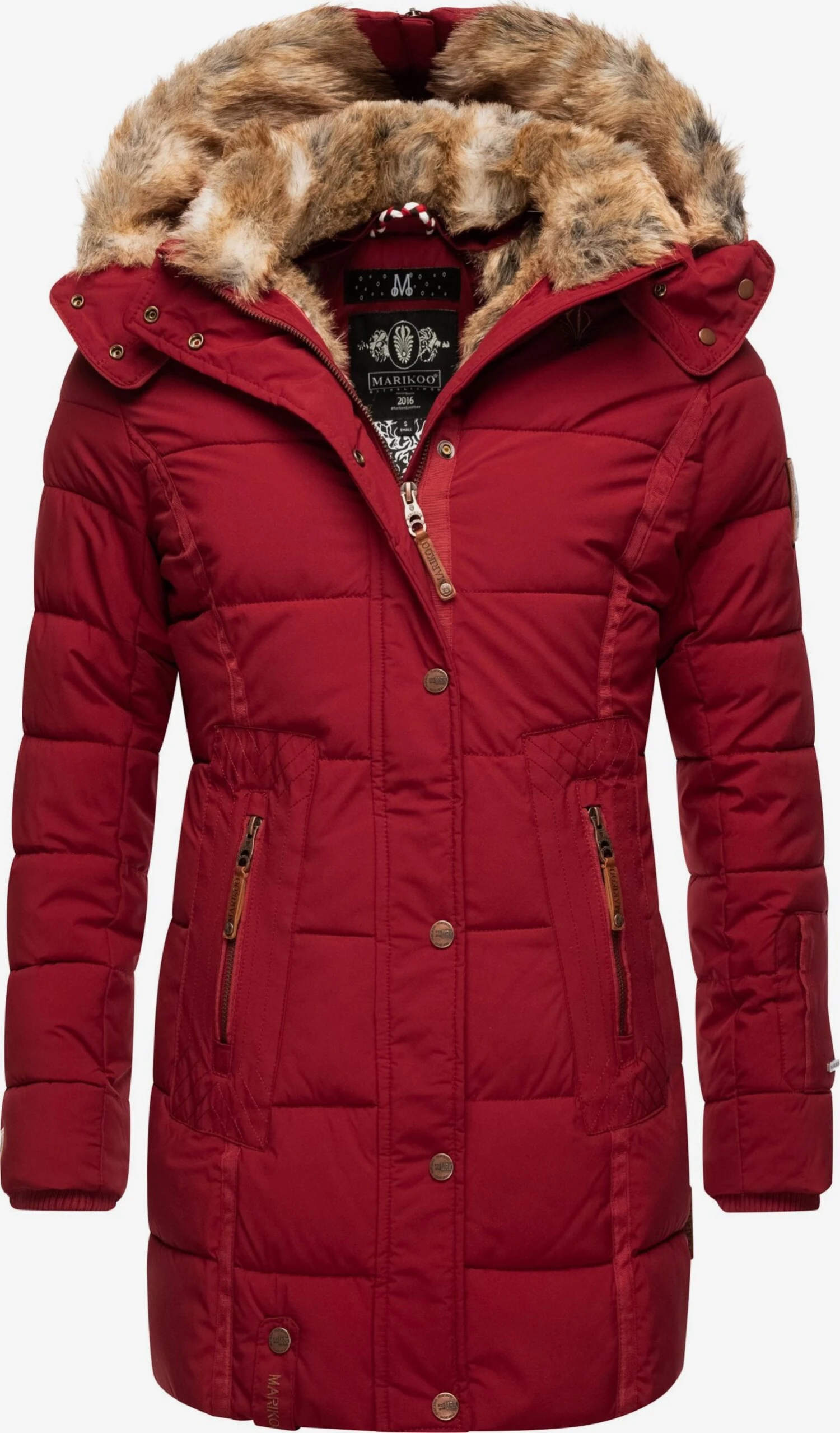 Marikoo Manteaux Courts Manteau D’hiver Femme Rouge Sang