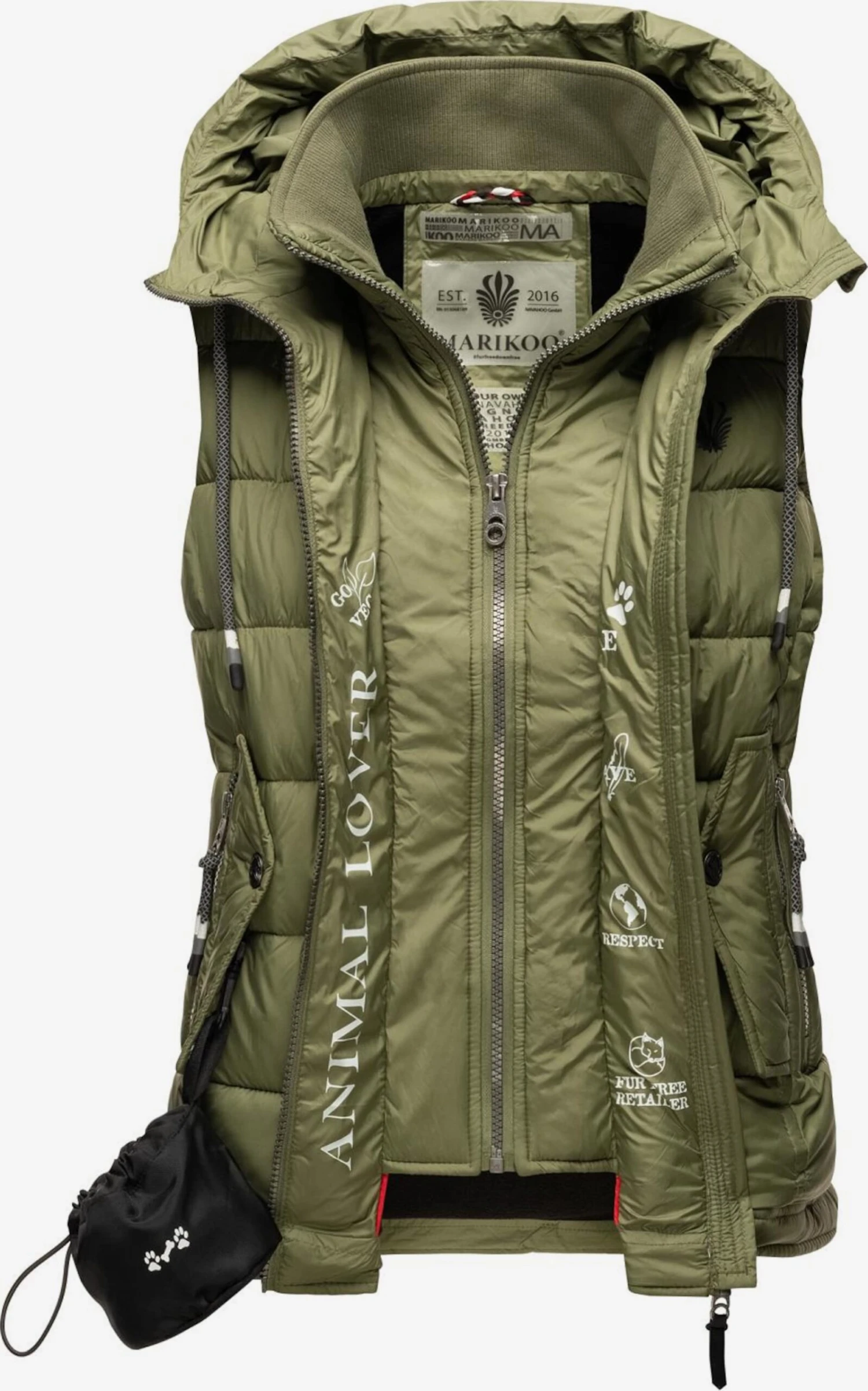 Marikoo Vestes Sans Manches Gilet Taisaa Femme Kaki 7 Marikoo Vestes Sans Manches Gilet Taisaa Femme Kaki – Image 5