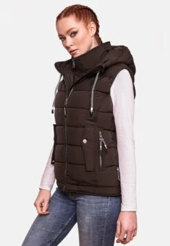 Marikoo Vestes Sans Manches Gilet Taisaa Femme Brun Foncé -Veste Mode 10edc9c49f19d6645e64abcb3f432bd9