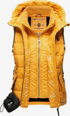 Marikoo Vestes Sans Manches Gilet Taisaa Femme Jaune -Veste Mode 1402be8530ef0c52d64fc3cdce0a0e55