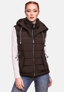 Marikoo Vestes Sans Manches Gilet Taisaa Femme Brun Foncé -Veste Mode 230e22271f7a786f62e68d94c963b7c3