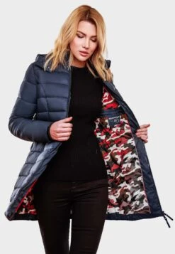 Marikoo Manteaux Courts Manteau D’hiver Abendsternchen Femme Bleu Nuit -Veste Mode 2c71271afc623da7afe9fedac4172f35