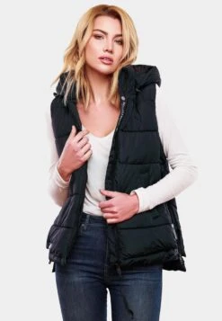 Marikoo Vestes Sans Manches Gilet Zarinaa Femme Bleu Marine -Veste Mode 3371f9a933ee4eea4d7c2377340551b0