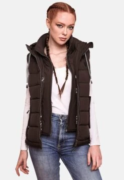 Marikoo Vestes Sans Manches Gilet Taisaa Femme Brun Foncé -Veste Mode 3c547378d1f1700a09819d8fa3eb32f9