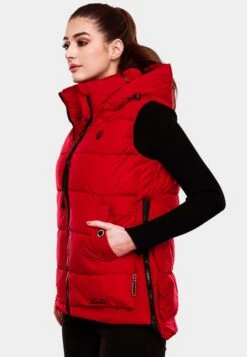Marikoo Vestes Sans Manches Gilet Zarinaa Femme Rouge -Veste Mode 3c77407c2dff4d50a4e9e250b305c09c