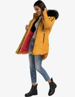 Marikoo Manteaux Dhiver Manteau D’hiver Moonshine Femme Jaune Dor -Veste Mode 3ed32a6ceb9907a7e9ba82c101c8241f