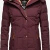 Marikoo Manteaux Courts Manteau D’hiver Femme Bordeaux -Veste Mode 3ff8429e84981bcc50e043d72ec1554a