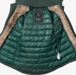 Marikoo Parkas Parka D’hiver Grinsekatze Femme Vert Foncé -Veste Mode 410e67d6c19e24da5411a4ff885fcfef
