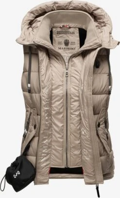 Marikoo Vestes Sans Manches Gilet Taisaa Femme Taupe -Veste Mode 454b71b8cd92b7b324c9af0daba2ac41