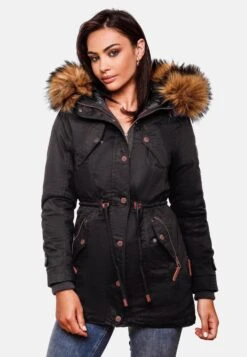Marikoo Parkas Parka D’hiver La Viva Femme Noir -Veste Mode 4d033a005ae1ce5933ba70201341041a