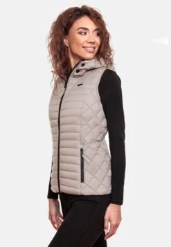 Marikoo Vestes Sans Manches Gilet Hasenpfote Femme Gris Clair -Veste Mode 4d6a75b3ccf834d5b87f1773ea68bc13