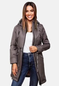 Marikoo Parkas Parka Mi-saison Femme Gris Foncé -Veste Mode 4db4c4a14643f8da302a44ca33bb97f8