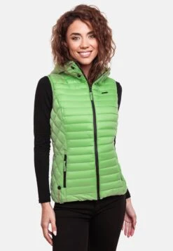 Marikoo Vestes Sans Manches Gilet Femme Vert -Veste Mode 4e3a0a45af473ebaa9384d09a47d5cca