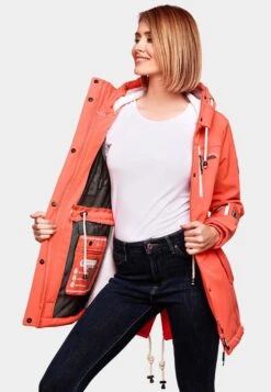 Marikoo Manteaux De Pluie Manteau Fonctionnel Zimtzicke Femme Corail -Veste Mode 5001aaa5fa1edce2d375c5aeec88ed01