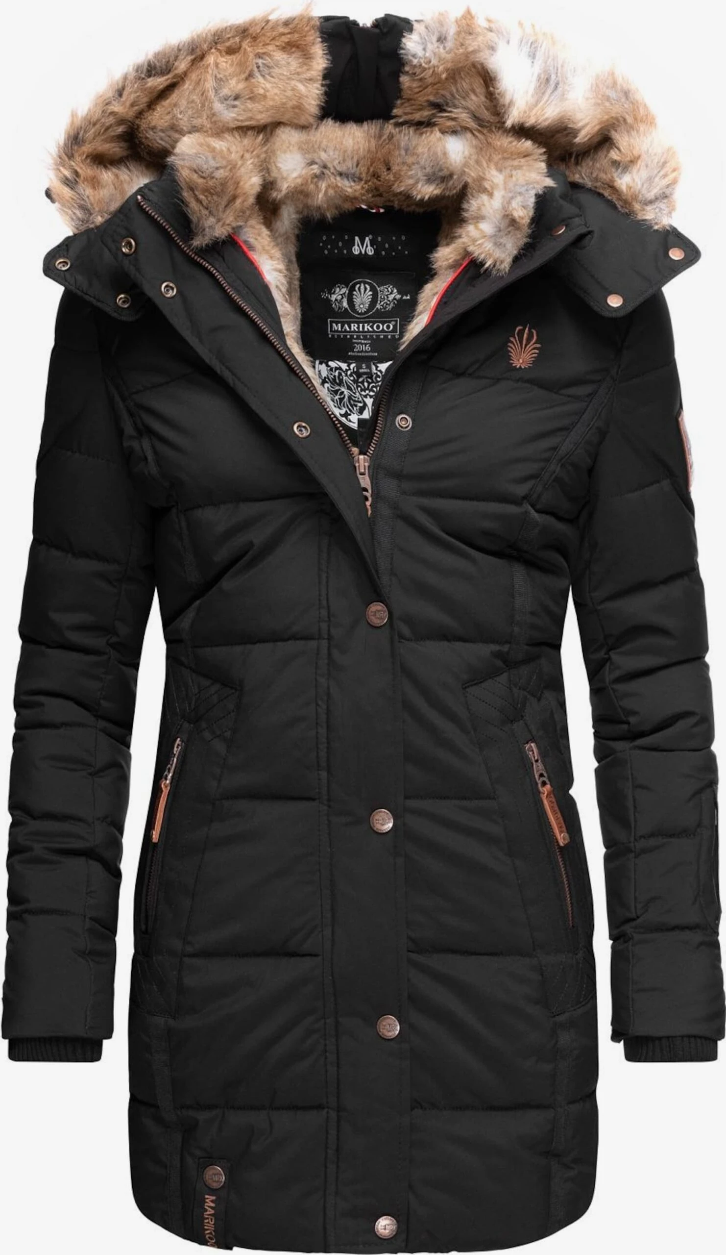 Marikoo Manteaux Courts Manteau D’hiver Femme Noir