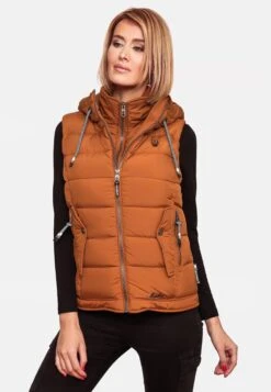 Marikoo Vestes Sans Manches Gilet Taisaa Femme Caramel -Veste Mode 5f84779f15d2a3a96dd929837cfb9ba6