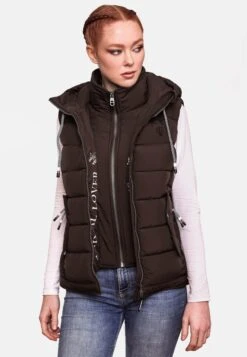 Marikoo Vestes Sans Manches Gilet Taisaa Femme Brun Foncé -Veste Mode 622cbb5ac19925c657e73ab218087736