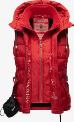 Marikoo Vestes Sans Manches Gilet Taisaa Femme Rouge -Veste Mode 631dbfd4ff1711e107482c3fbc43a4ed