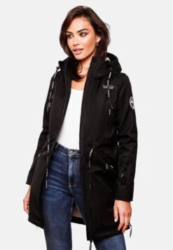 Marikoo Parkas Parka Mi-saison Femme Noir -Veste Mode 66982831b2c68b1b725d51a3dd19374b