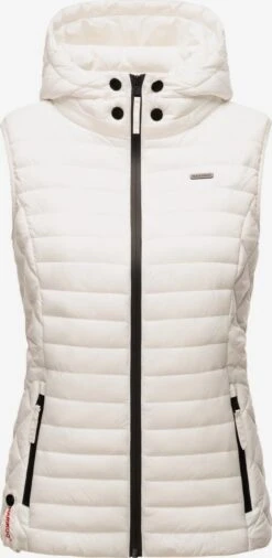Marikoo Vestes Sans Manches Gilet Hasenpfote Femme Blanc Cassé