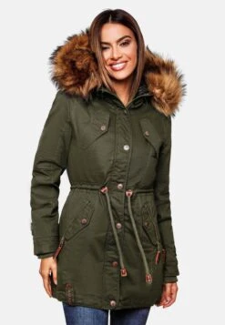 Marikoo Parkas Parka D’hiver Femme Kaki -Veste Mode 70a29879aff7279818685aaf464332a9