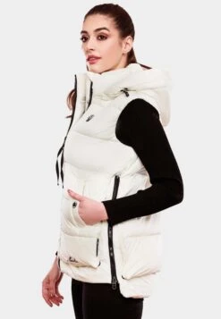 Marikoo Vestes Sans Manches Gilet Zarinaa Femme Blanc Cassé -Veste Mode 7c5e21930cf3c5e89a40fa0ca424d473