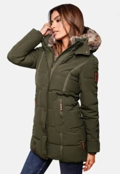 Marikoo Manteaux Courts Manteau D’hiver Femme Olive -Veste Mode 8b980c41b84b317696251ea94a398a0c