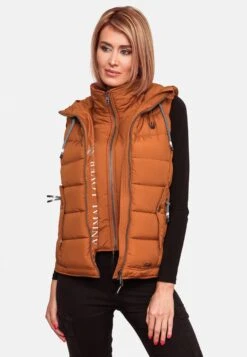 Marikoo Vestes Sans Manches Gilet Taisaa Femme Caramel -Veste Mode a0770a497538755135c0617ffc764200