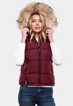 Marikoo Vestes Sans Manches Gilet Eisflöckchen Femme Bordeaux -Veste Mode c26af7b874619b9590f5411fb9668870