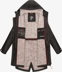 Marikoo Manteaux De Pluie Manteau Fonctionnel Femme Noir -Veste Mode c4d664e31c871b4a22c0cbd1a558cb42