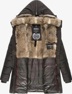 Marikoo Manteaux Courts Manteau D’hiver Femme Gris Basalte -Veste Mode d1dec553e2a002037a1badc0d93f1726