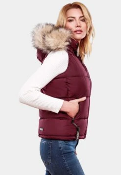 Marikoo Vestes Sans Manches Gilet Eisflöckchen Femme Bordeaux -Veste Mode d28934b0a25b3ba34c6fbc899f188d61