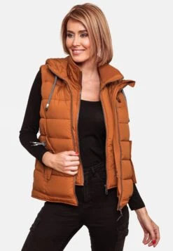 Marikoo Vestes Sans Manches Gilet Taisaa Femme Caramel -Veste Mode e7a691ed859fda6657c0a0d37eb9cda5