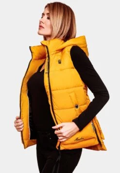 Marikoo Vestes Sans Manches Gilet Zarinaa Femme Jaune Dor -Veste Mode e81ec30227376114b9e884b830a97d96
