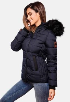 Marikoo Vestes Dhiver Veste D’hiver Unique Femme Bleu Nuit -Veste Mode e9ddf57d8391c8d4161c417c25e73082
